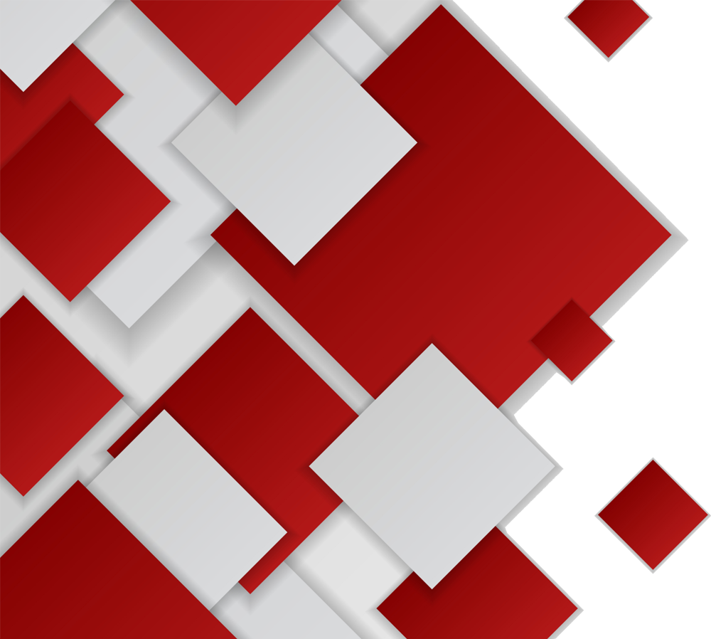 Patterned red squares graphic used in the About Us section